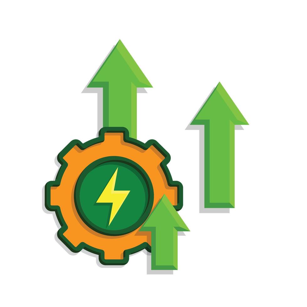 sustainable icon. green energy and up arrow. reuse, eco-friendly energy, zero emission, green energy, eco-friendly concept.g vector