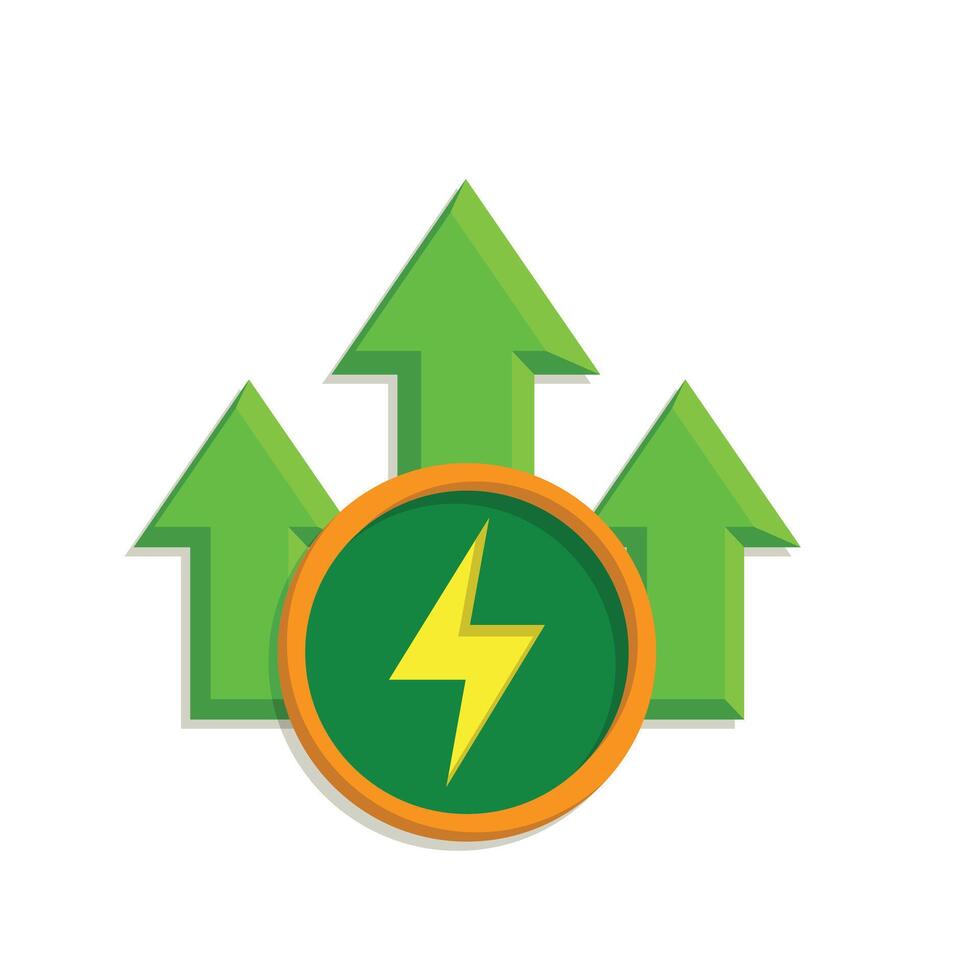 sustainable icon. green energy and up arrow. reuse, eco-friendly energy, zero emission, green energy, eco-friendly concept.a vector