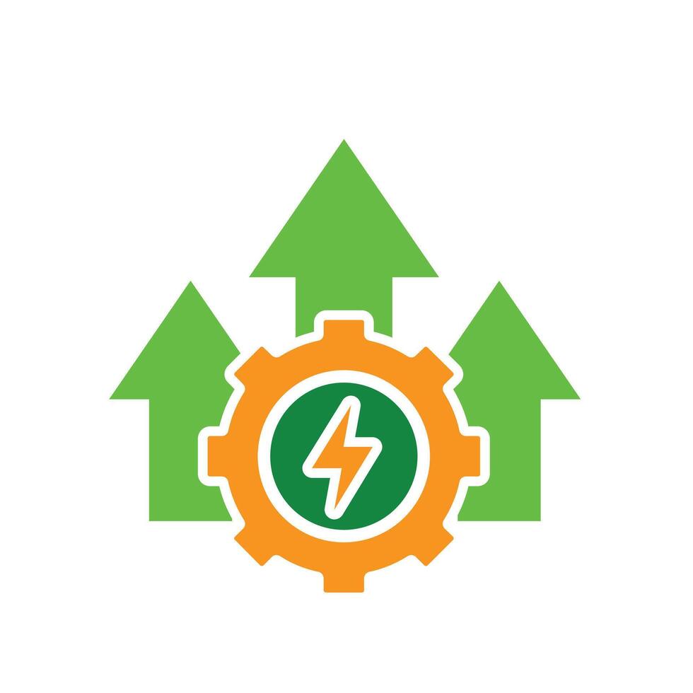 sustainable icon. green energy and up arrow. reuse, eco-friendly energy, zero emission, green energy, eco-friendly concept.1 vector