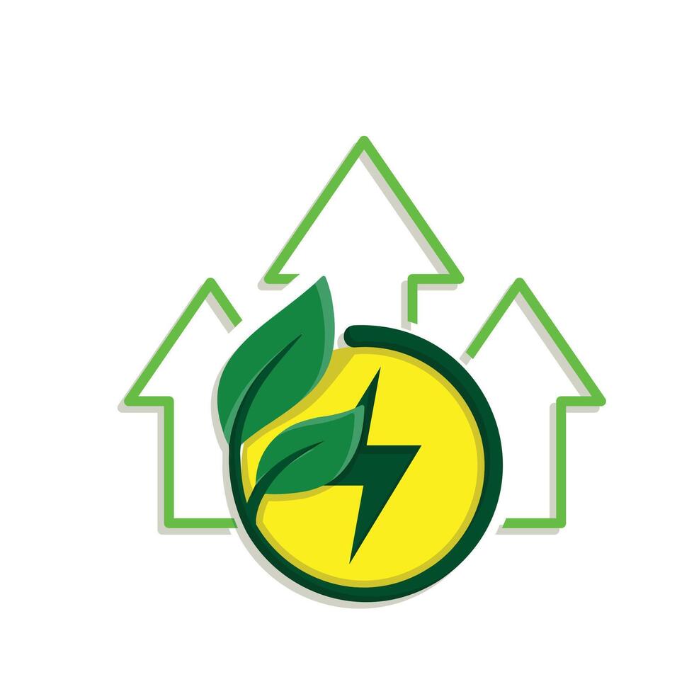 sustainable icon. green energy and up arrow. reuse, eco-friendly energy, zero emission, green energy, eco-friendly concept.i vector
