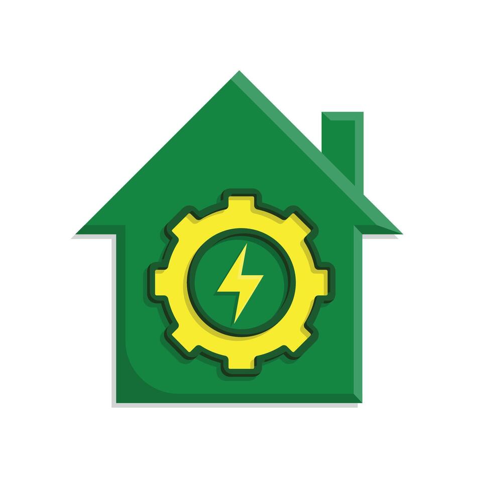 sustainable icon. green energy inside the house. energy source or resource office, eco-friendly energy, electricity symbol. vector