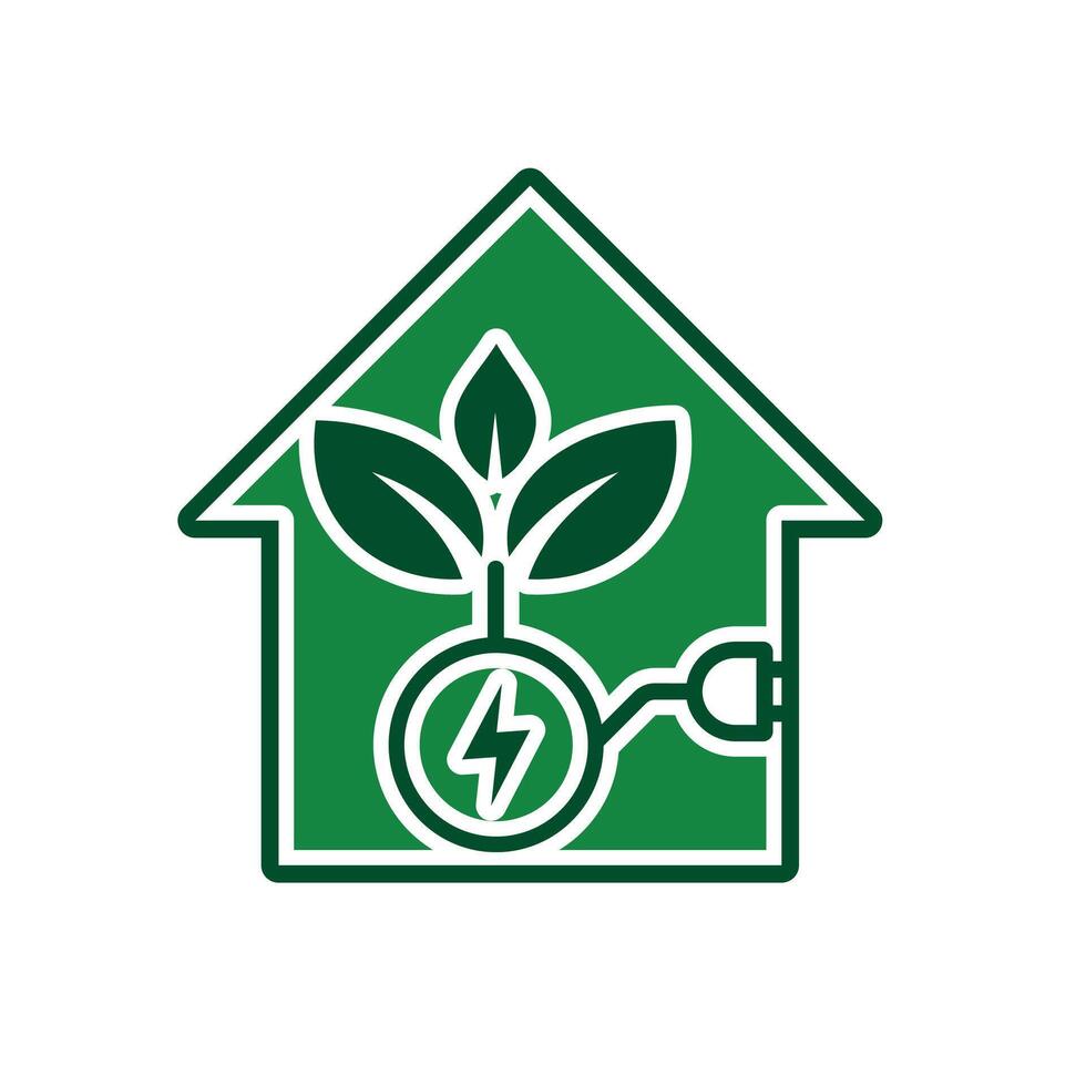 sustainable icon. green energy inside the house. energy source or resource office, eco-friendly energy, electricity symbol.r vector