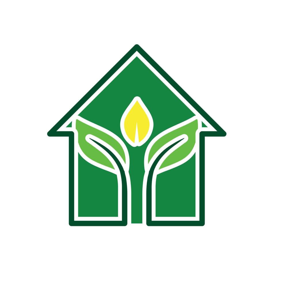 sustainable icon. house with plants. symbol, eco, reuse, recycle, zero emission, web.12 vector