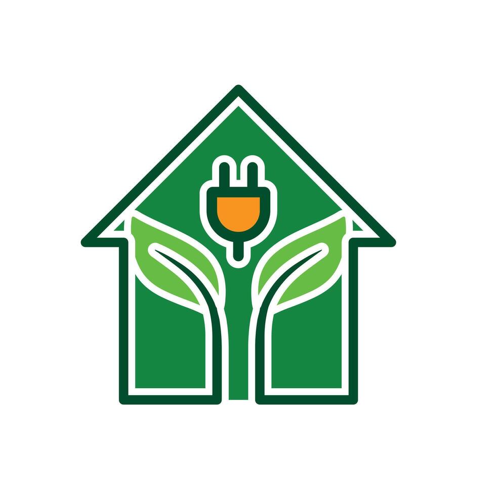 sustainable icon. green energy inside the house. energy source or resource office, eco-friendly energy, electricity symbol32 vector