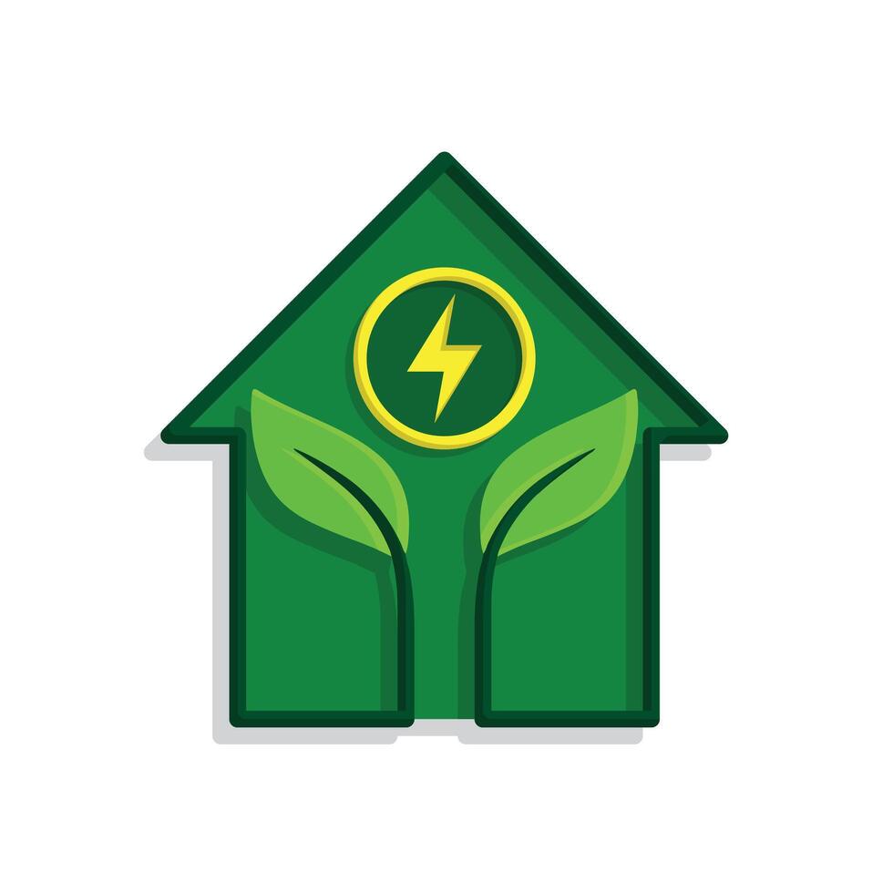 sustainable icon. green energy inside the house. energy source or resource office, eco-friendly energy, electricity symbol.1 vector