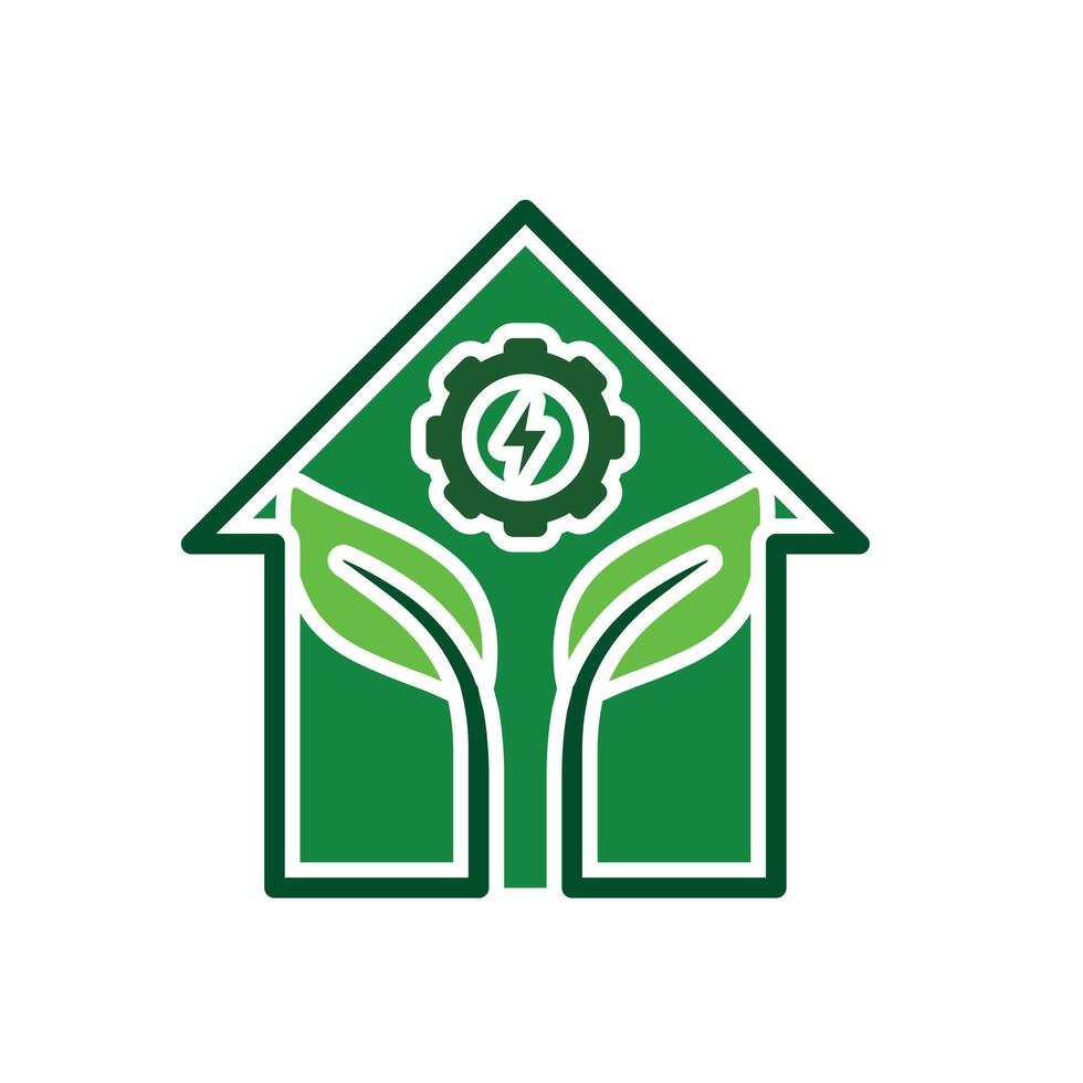 sustainable icon. green energy inside the house. energy source or resource office, eco-friendly energy, electricity symbol.2 vector
