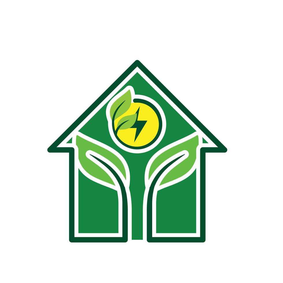 sustainable icon. green energy inside the house. energy source or resource office, eco-friendly energy, electricity symbol21 vector