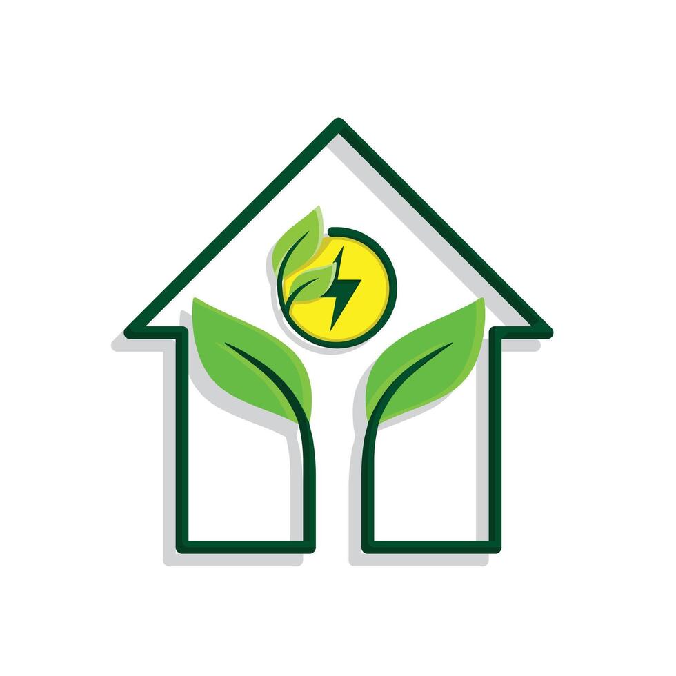 sustainable icon. green energy inside the house. energy source or resource office, eco-friendly energy, electricity symbol16 vector