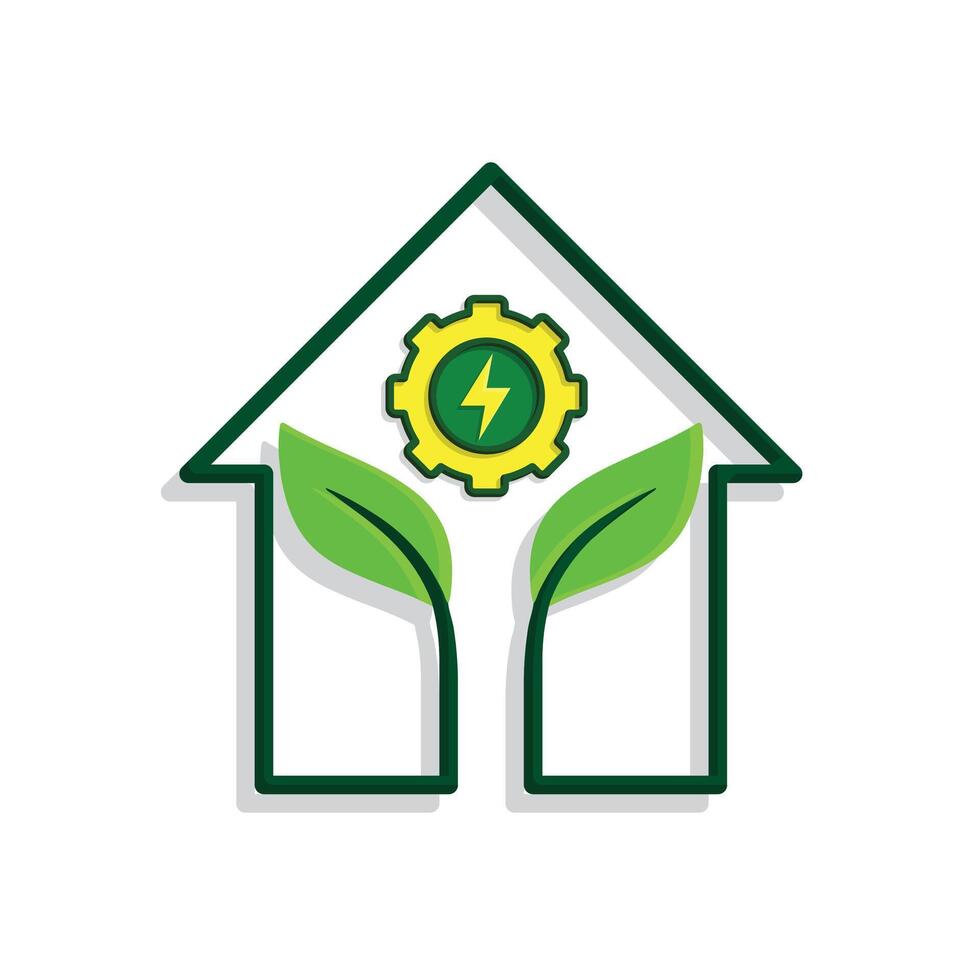 sustainable icon. green energy inside the house. energy source or resource office, eco-friendly energy, electricity symbol4 vector