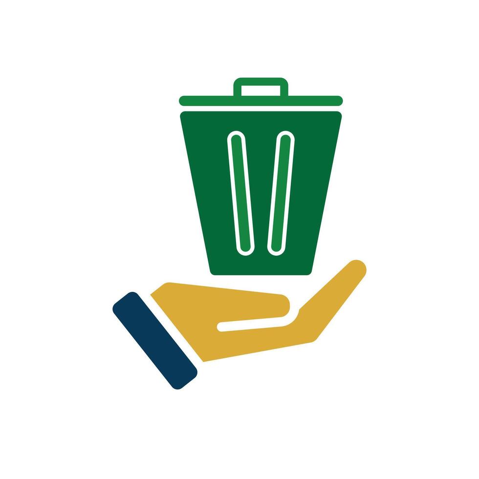 trash bin icon. recycling symbol in hand. sustainability. reuse web icon, eco-friendly, used goods, green energy5 vector