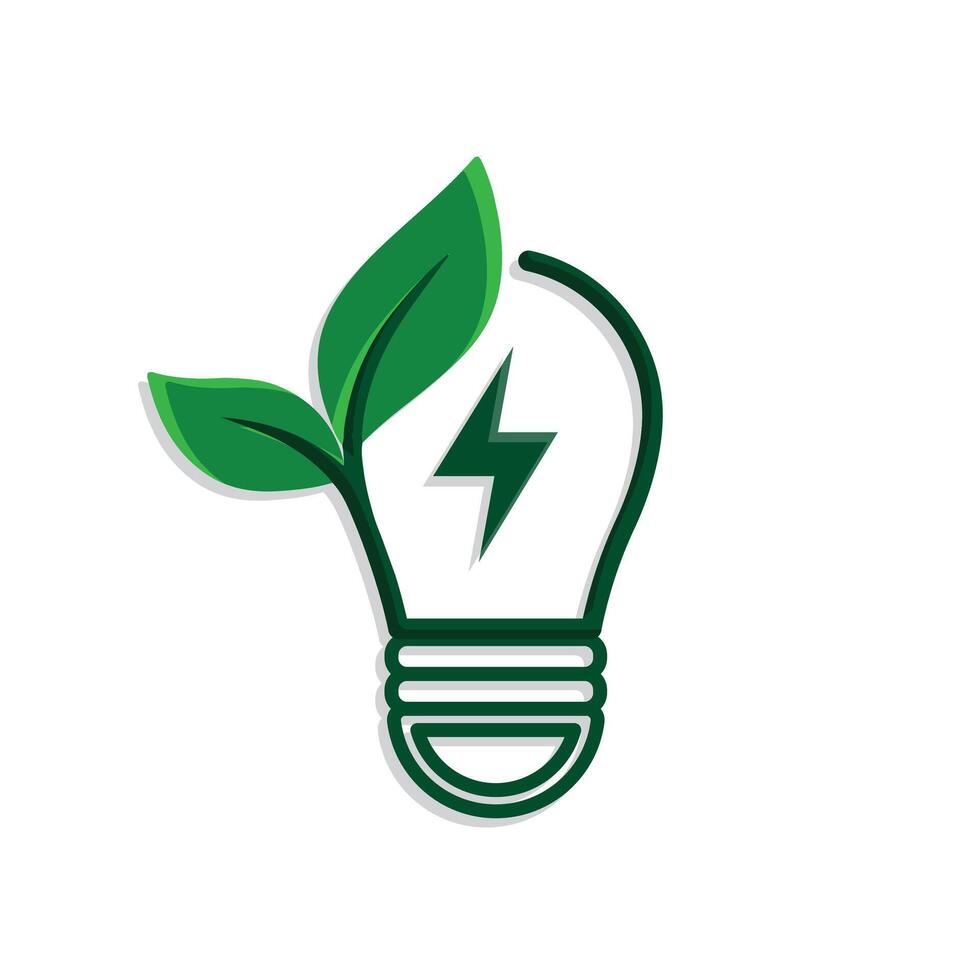 sustainable icon. green energy with light. energy source. resource office, eco energy, electricity symbo3l vector