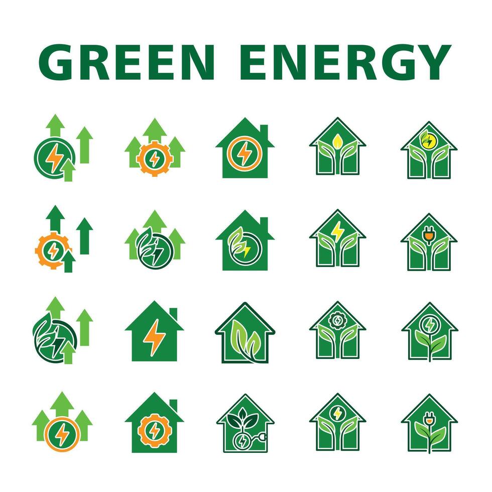Green energy icons vector