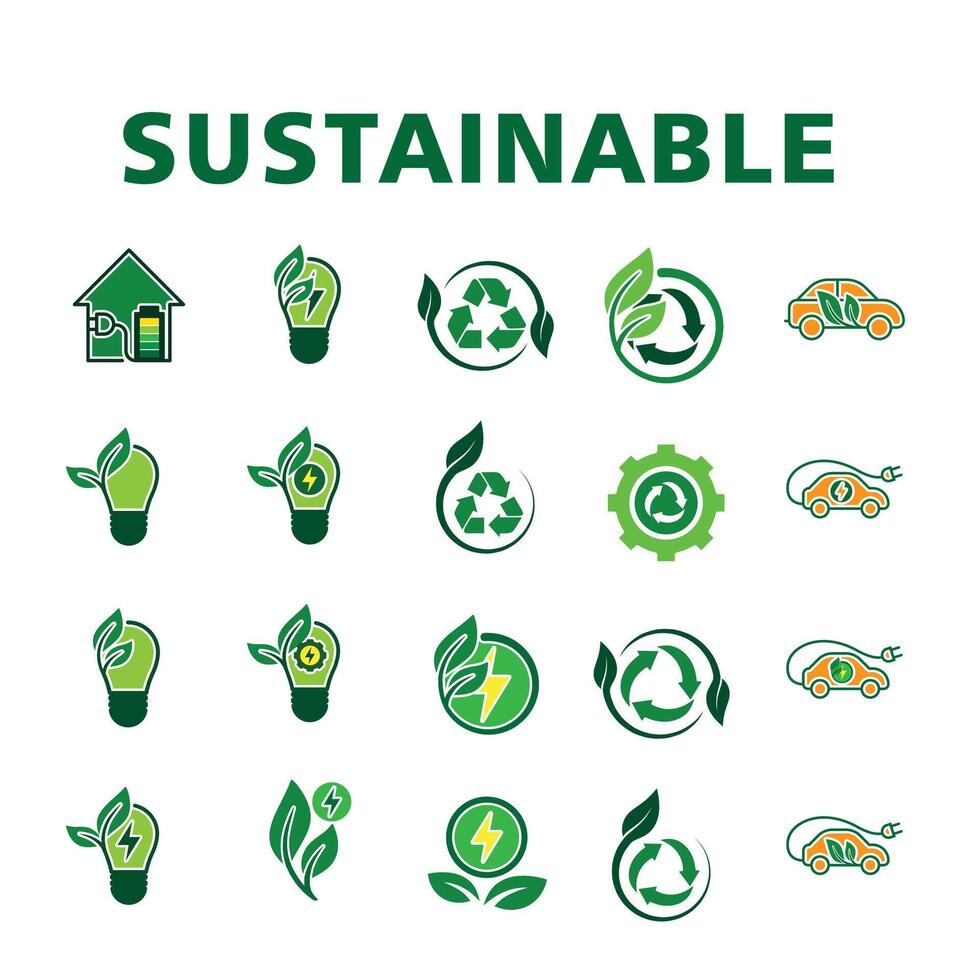 Sustainable icons set vector