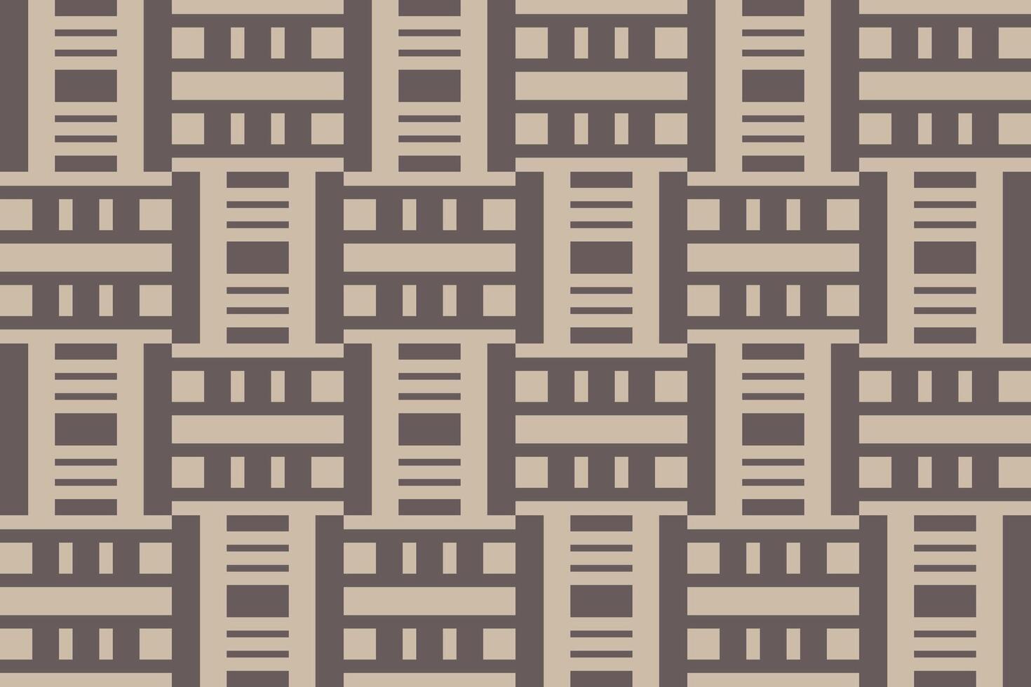 A pattern of squares and lines in brown and beige vector