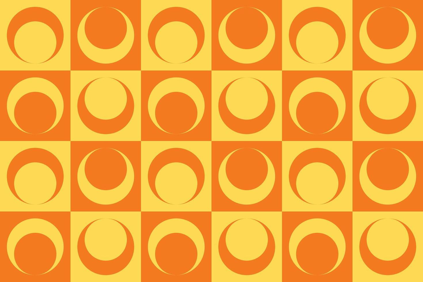 An orange and yellow checkered background with circles vector