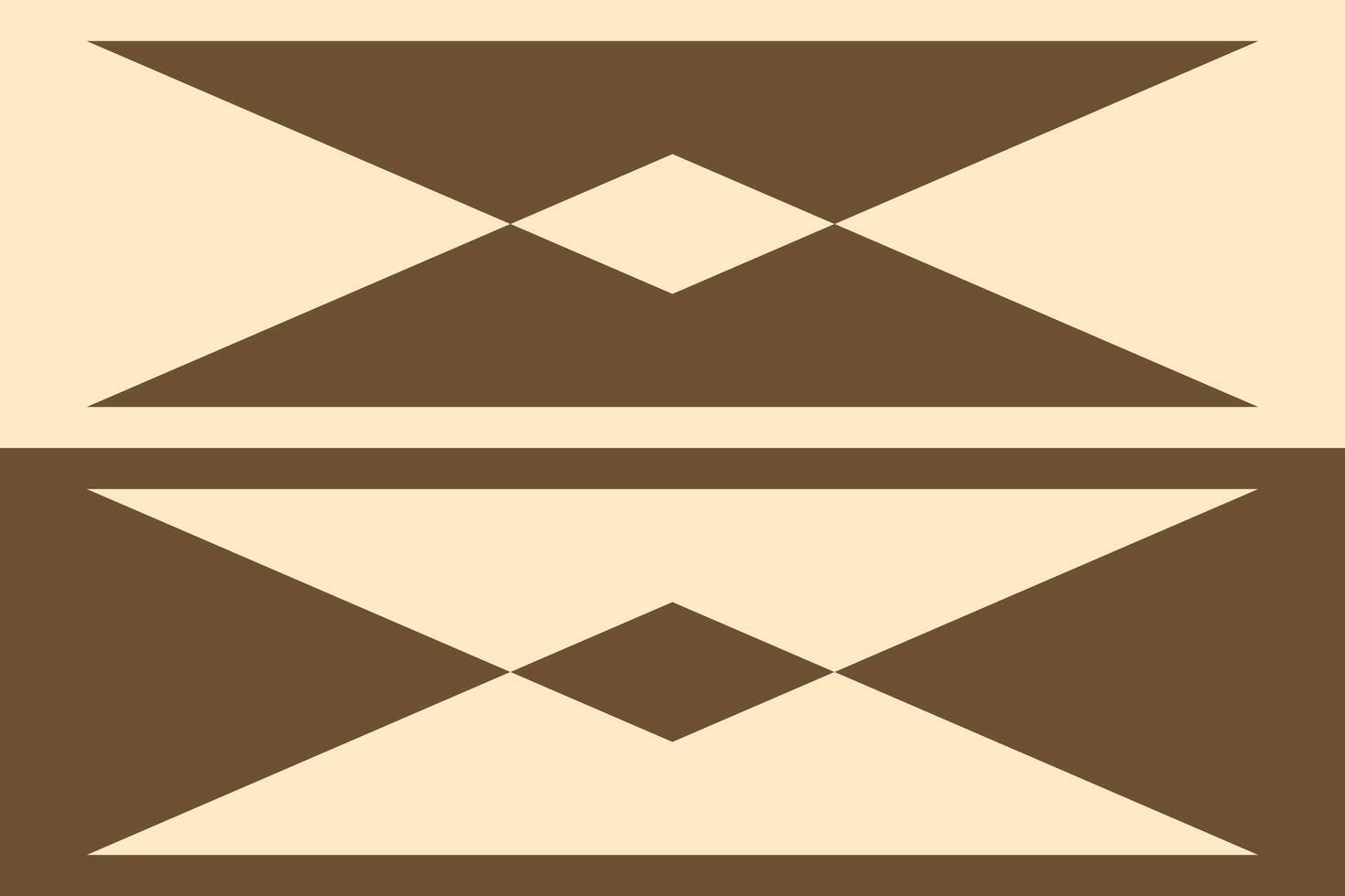Two brown and white geometric shapes with a triangle in the middle vector