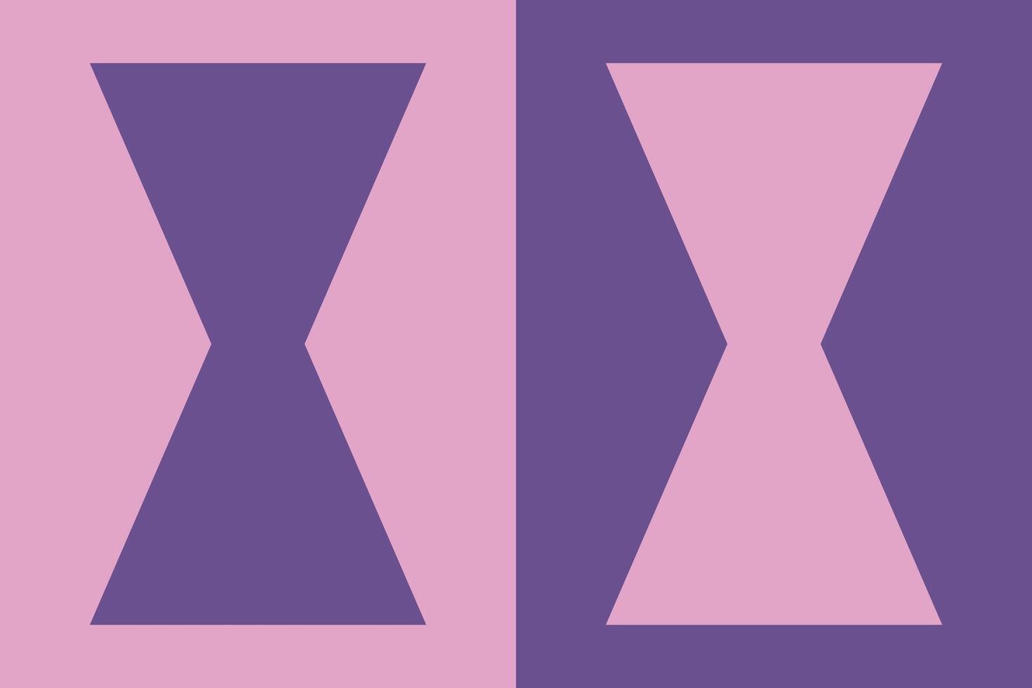 Two purple and pink triangles with two arrows vector