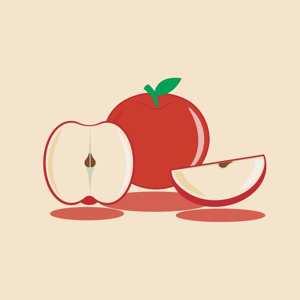 Apple Fruit Fruit Set Fresh and Colorful Fruit Illustrations vector