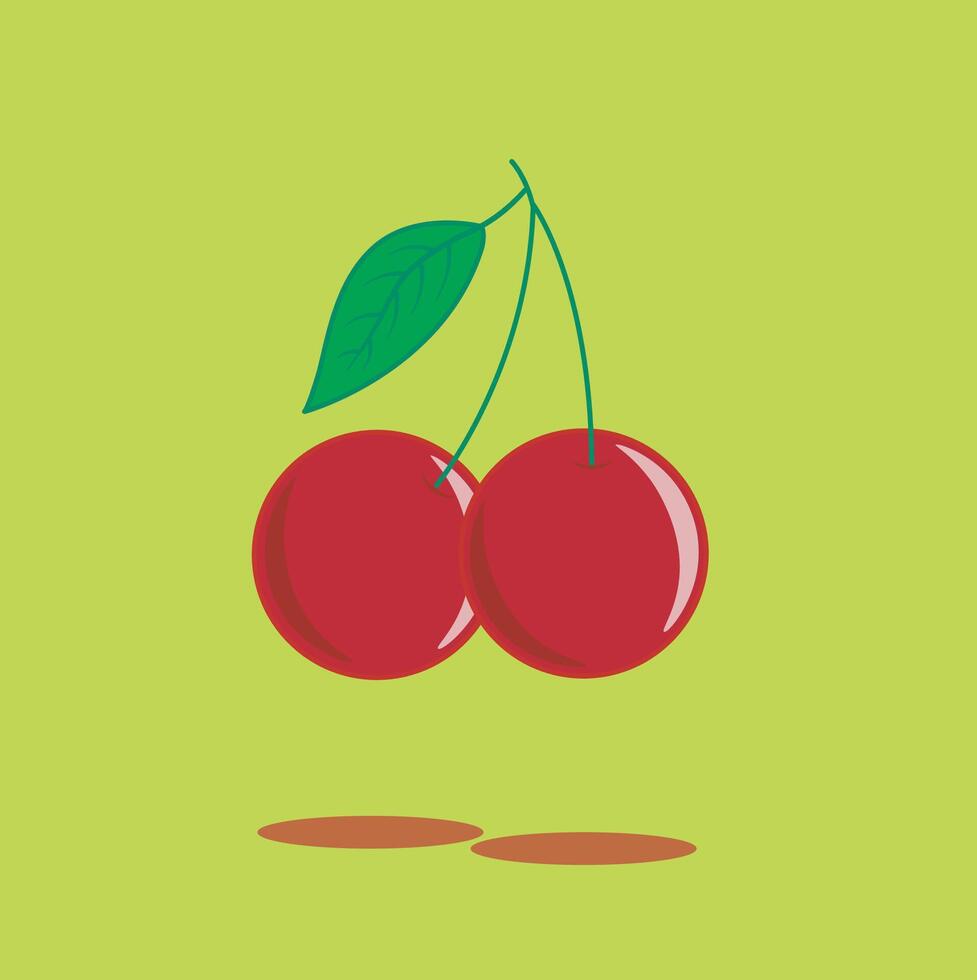 Cherry Fruit Fruit Set Fresh and Colorful Fruit Illustrations vector