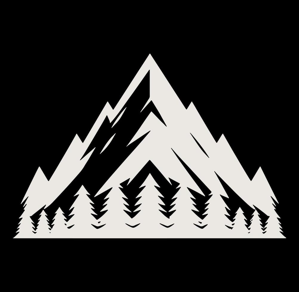 Mountain with trees and a mountain in the background vector