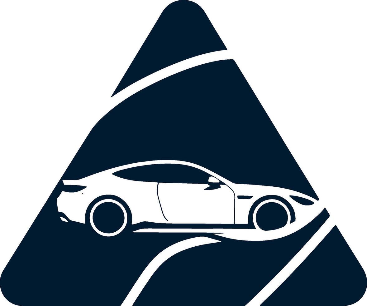 A car in a triangle with a white background vector