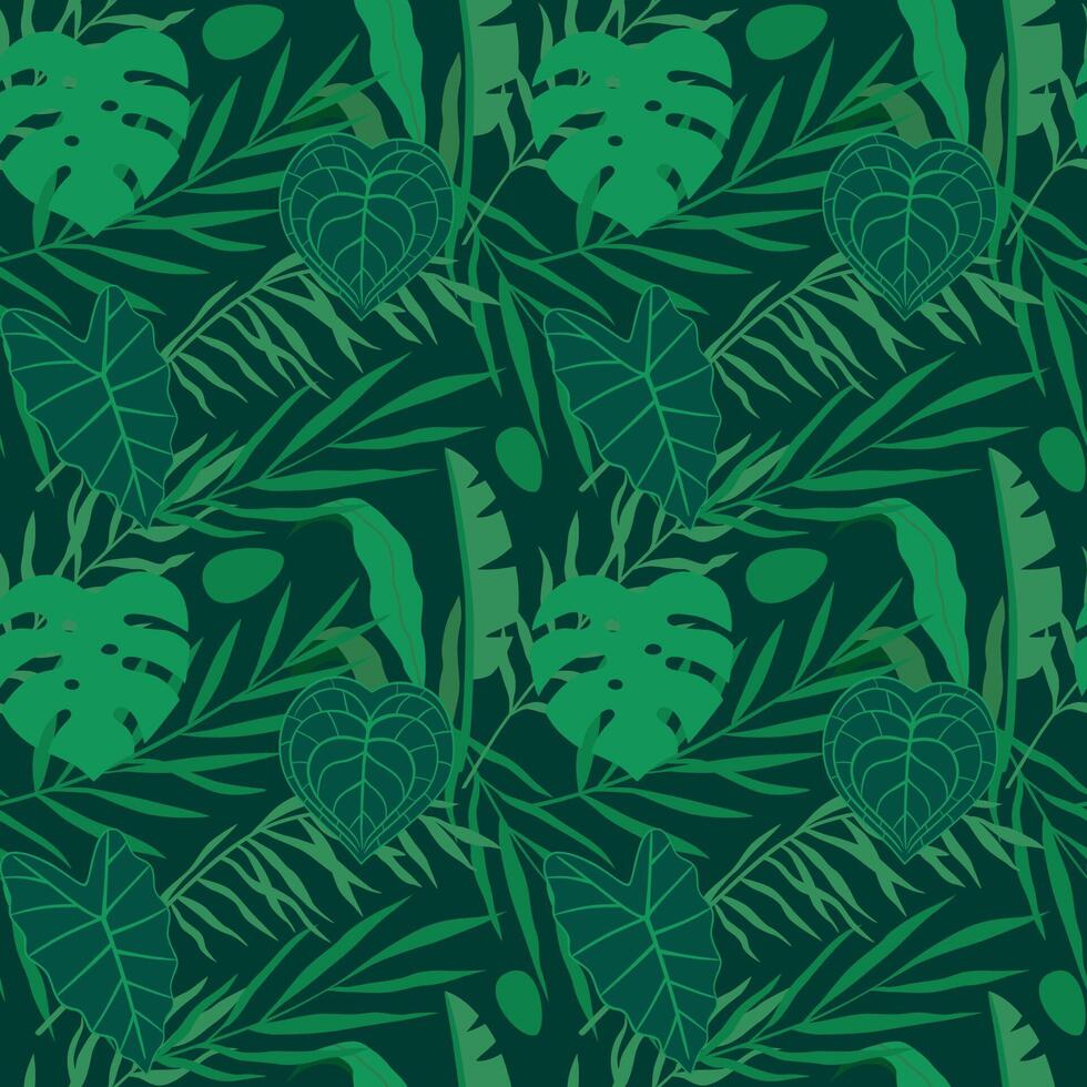 Seamless pattern of green palm tropical leaves. illustration for wallpaper, textile, fashion vector