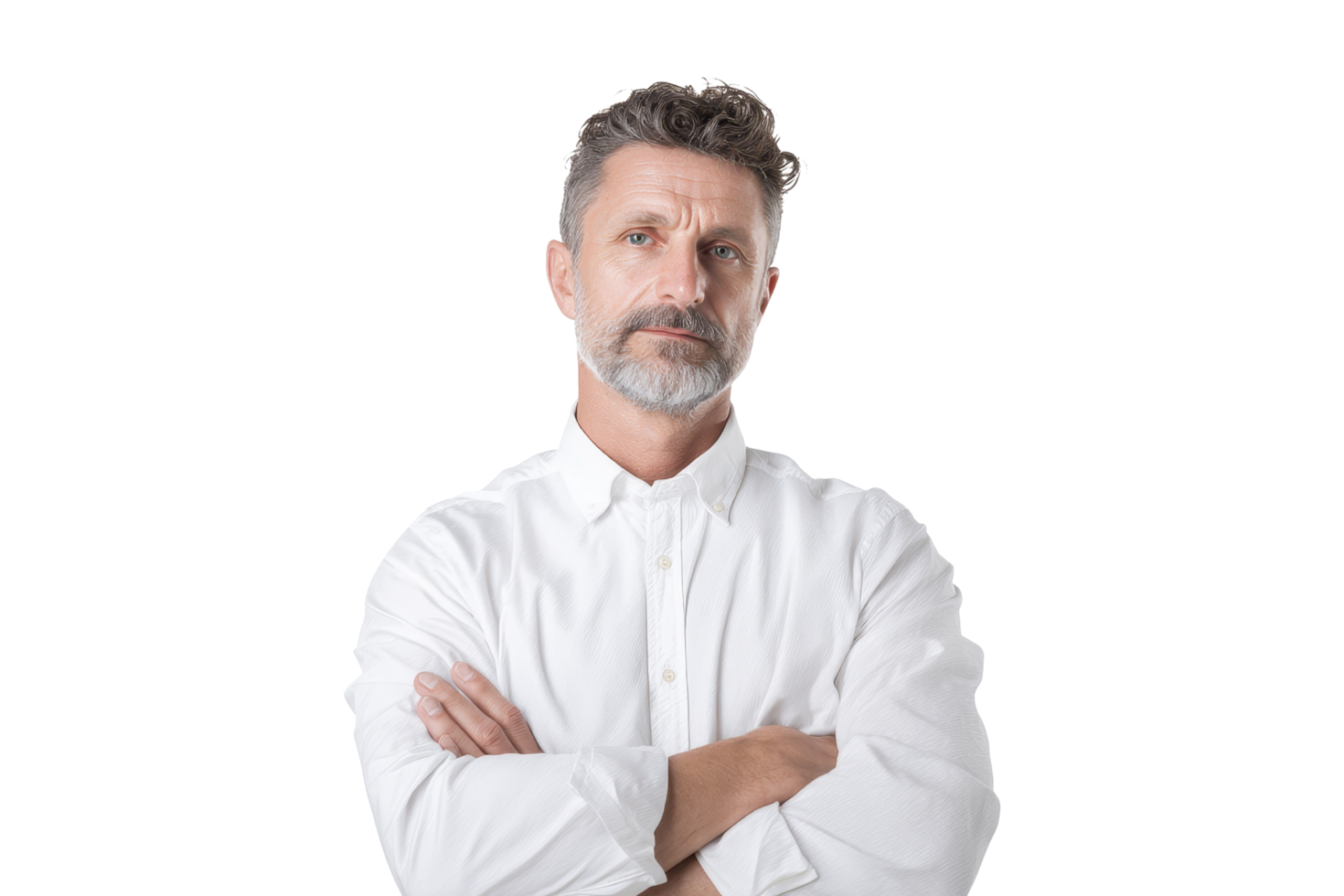 Self-assured man in white shirt studio png