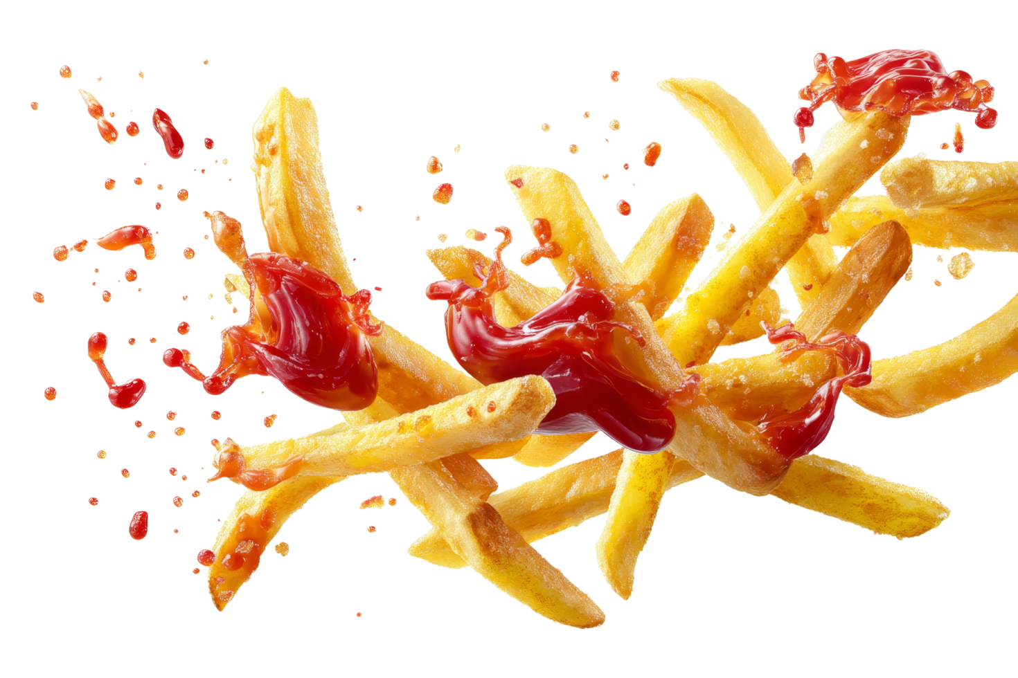 Fun with fries ketchup splash studio shot png