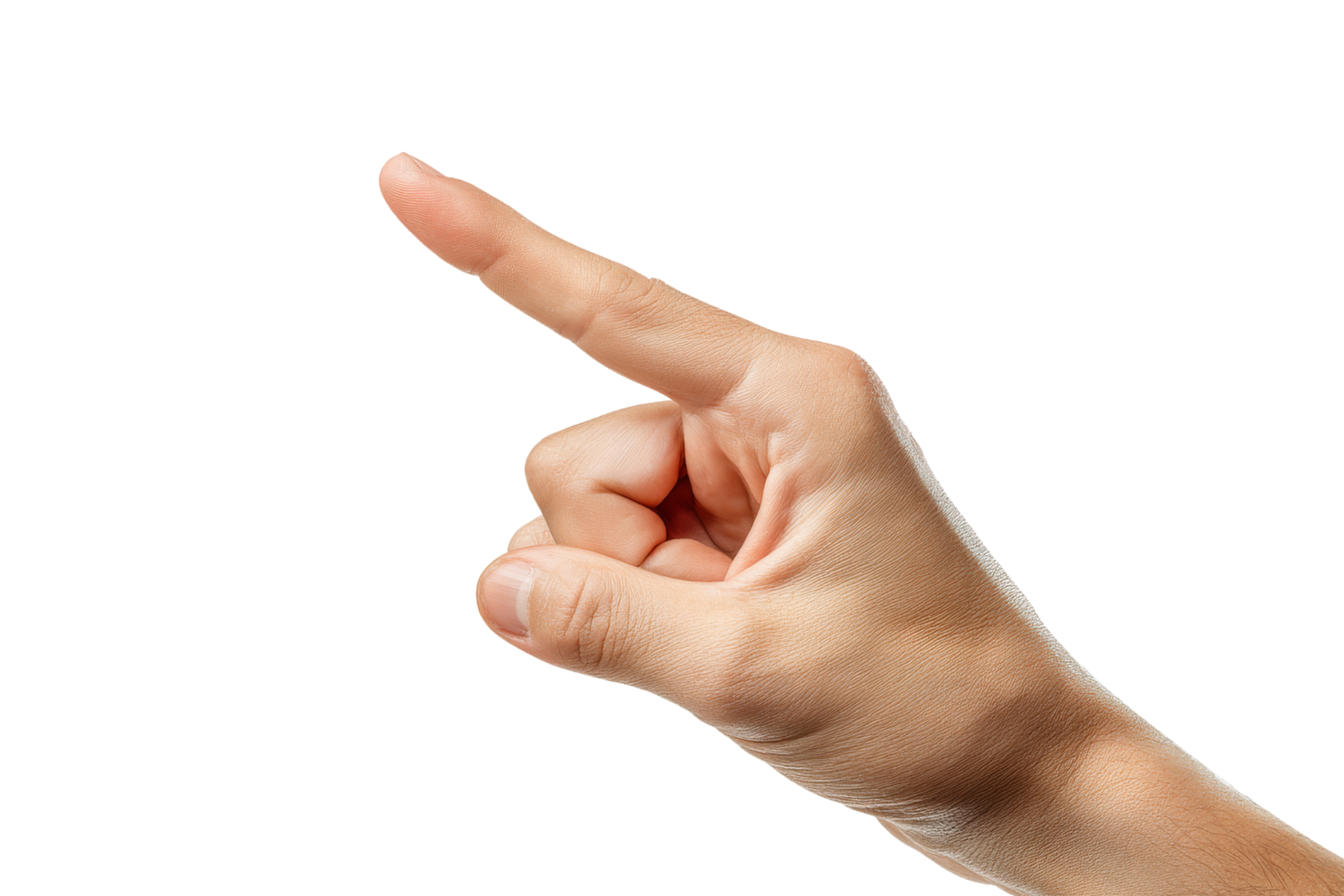 Close-up pointing gesture studio png
