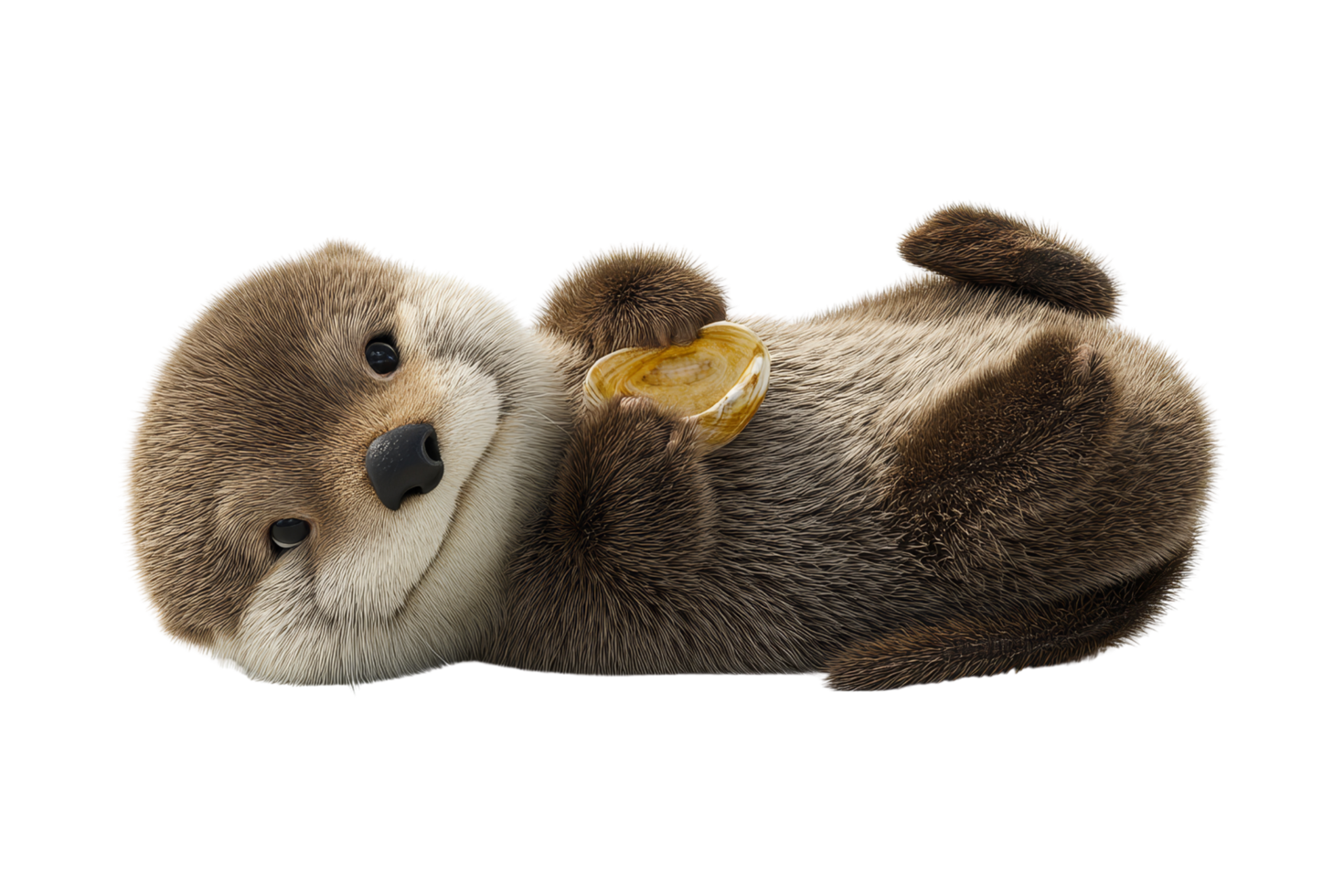 Playful otter enjoying a snack png