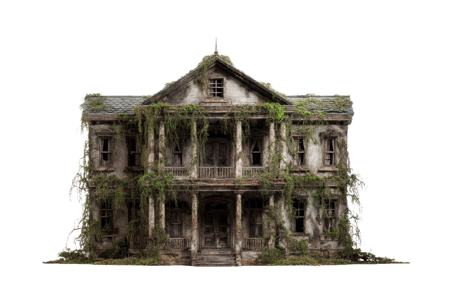 Abandoned house overgrown with vines png