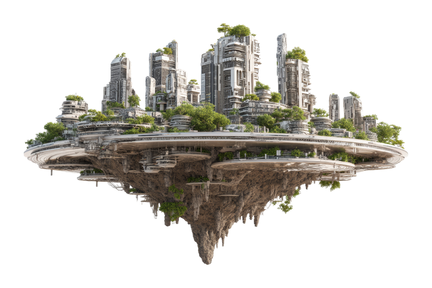 Floating city a futuristic vision png