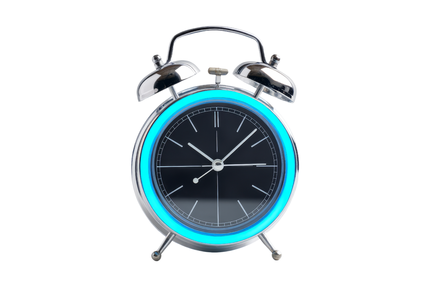 Modern neon alarm clock close-up png