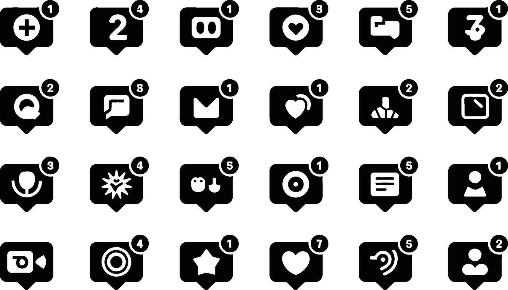 Social media notification icons set with different message counter numbers vector