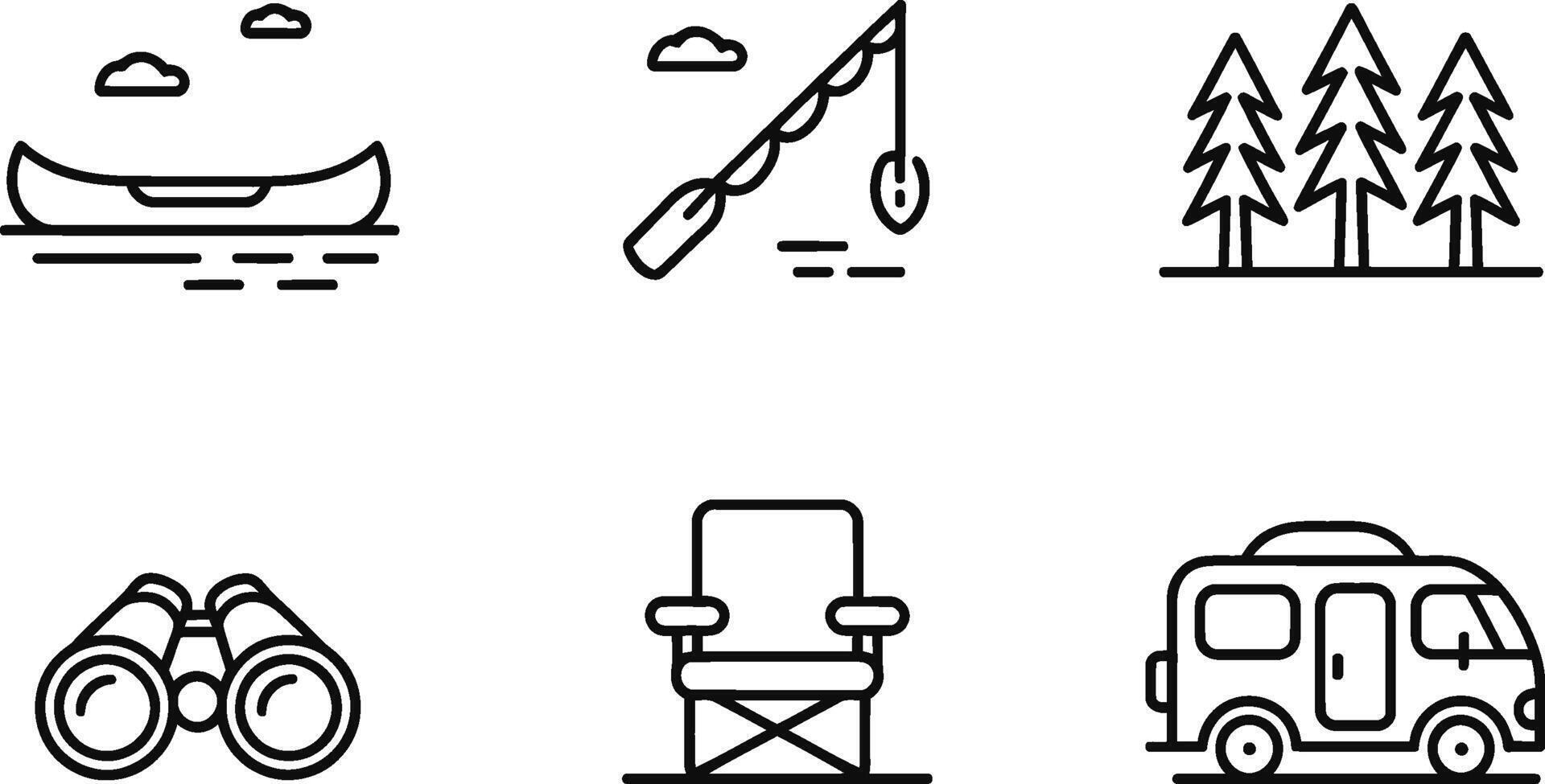 Outline camping and outdoor activities illustration perfect for summer adventures vector