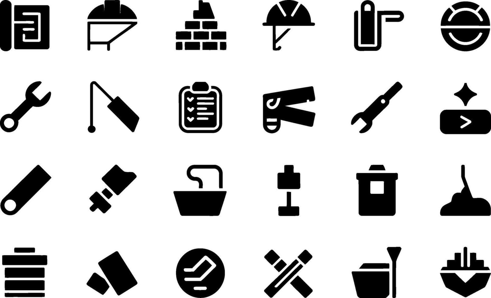 Construction and engineering icons illustration pack featuring tools and equipment vector