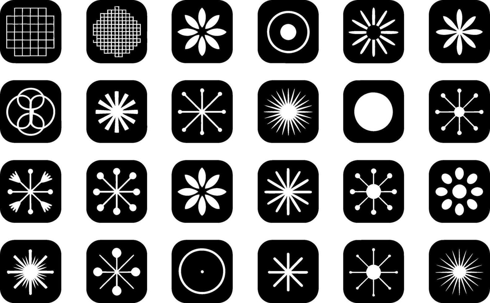 Abstract black and white geometric icon set illustration collection vector