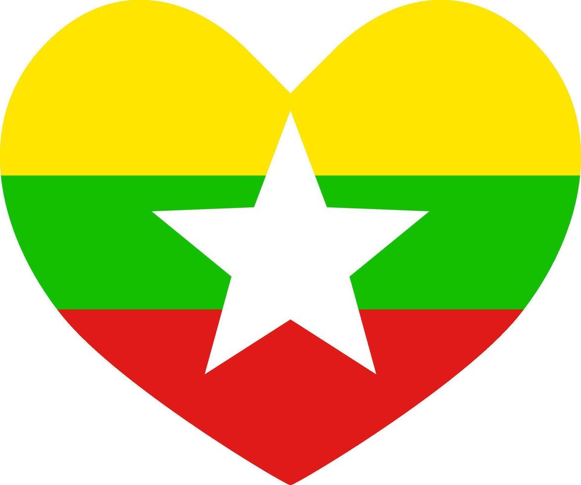 Myanmar heart shaped icon flag illustrator national vector