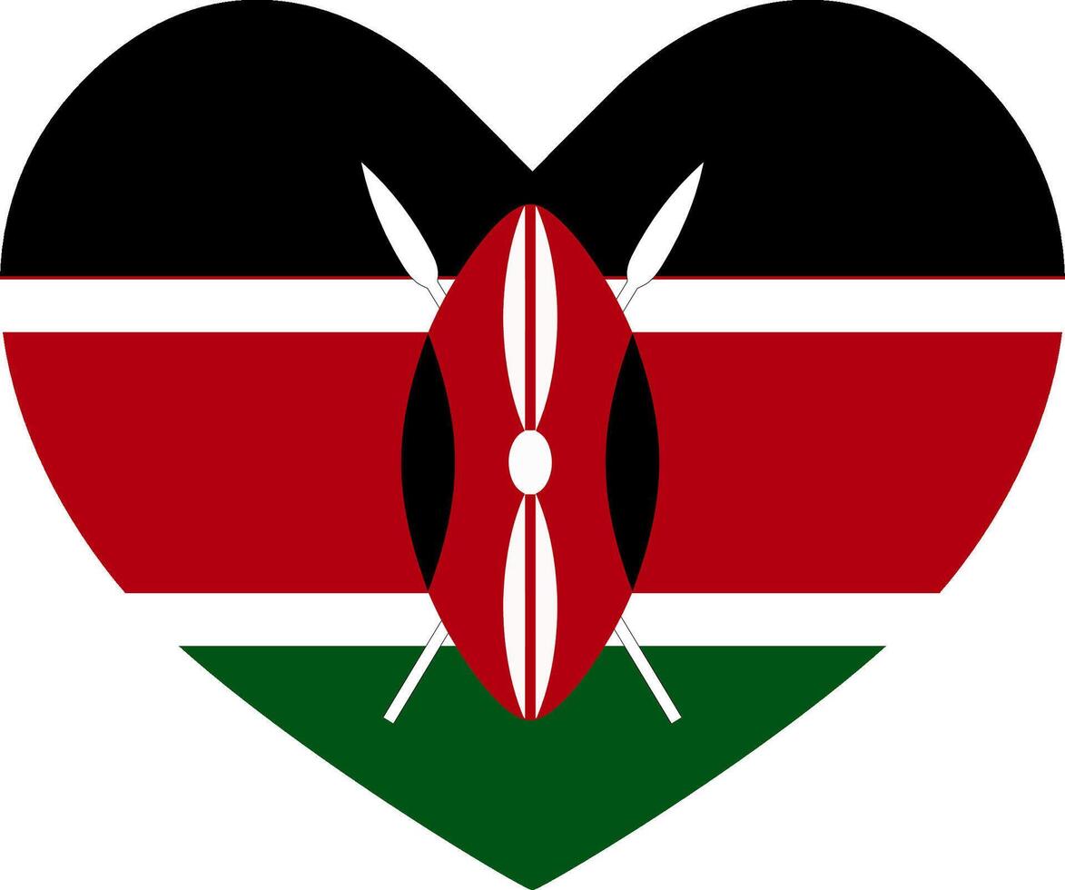 Kenya heart shaped icon flag illustrator national vector