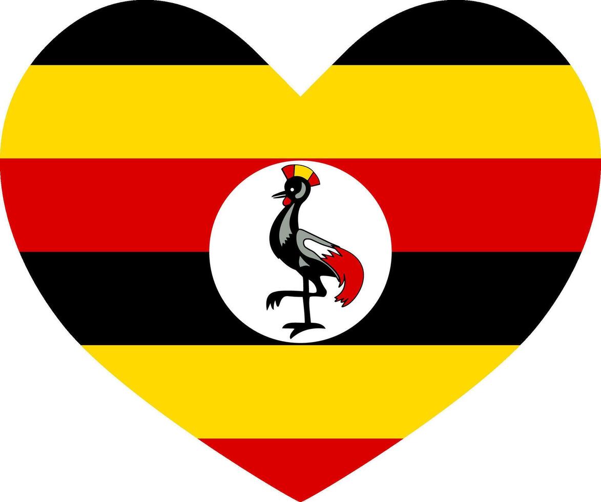 Uganda heart shaped icon flag illustrator national vector