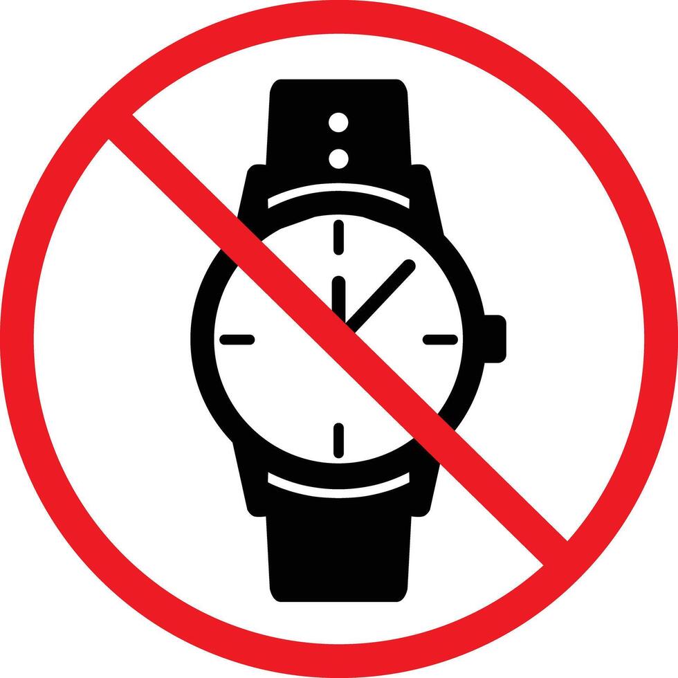 No hand watch icon. Do not use watches sign. No watch time symbol. flat style. vector