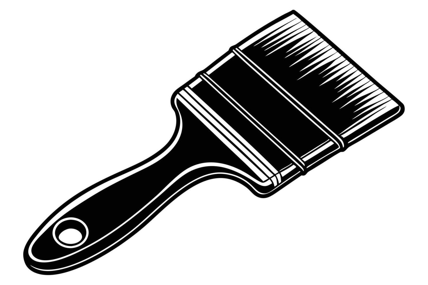 Dramatic Black and White Illustration of a Paintbrush Ready for Artistic Creation - Professional digital artwork with vibrant colors and detailed composition vector