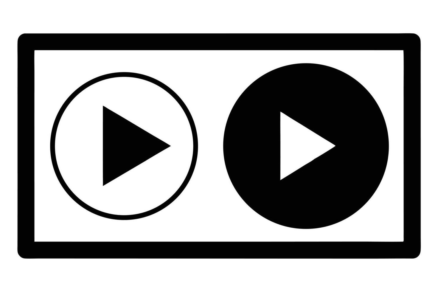 Striking Black and White Play Buttons Encased in a Bold Square Frame A Minimalist Digital Media Icon Design vector
