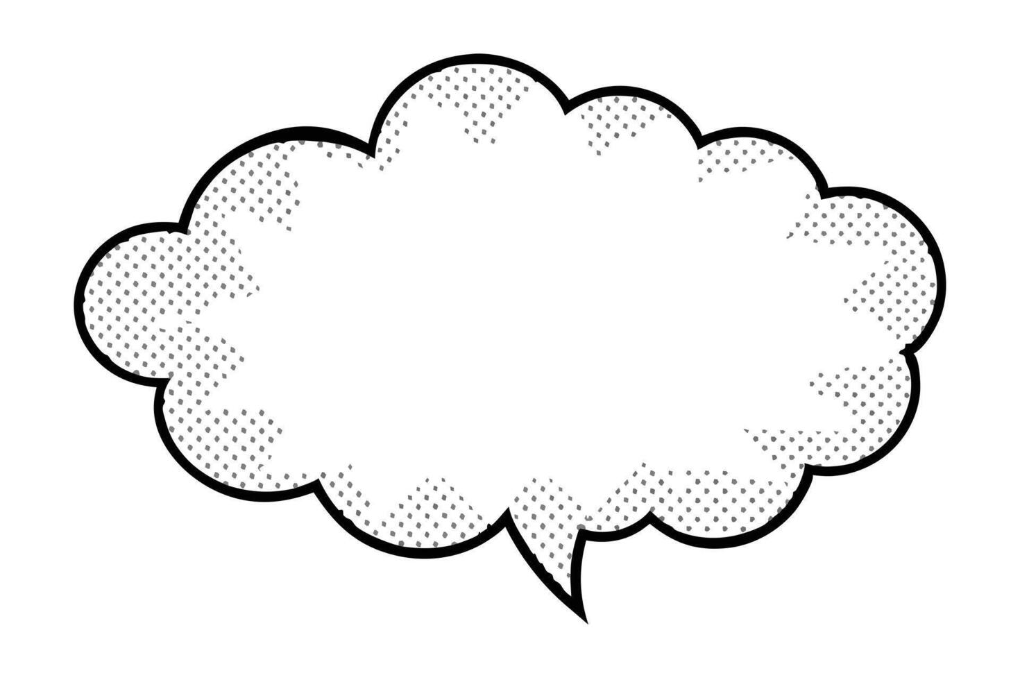 Blank Comic Book Style Speech Bubble, Cloud Shape, Halftone Pattern, Empty Text Box, Retro Design Element, Isolated on White Background, for Creative Projects vector