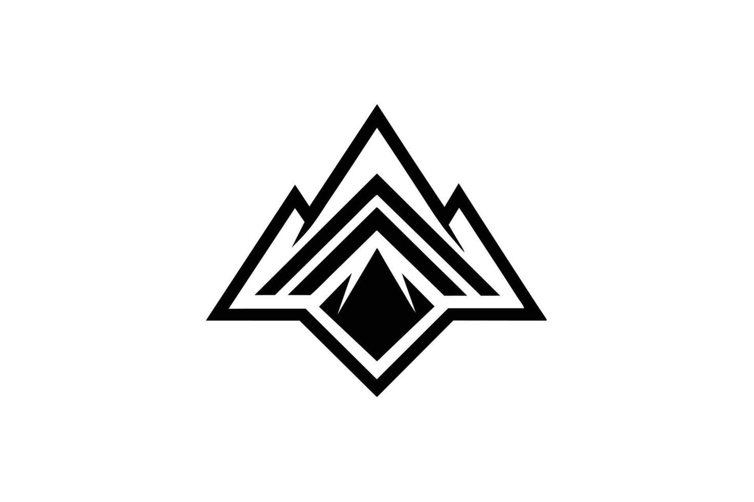 Majestic Black Mountain Peak Logo Design Abstract Geometric Symbol of Serene Nature, Ideal for Brand Identity vector