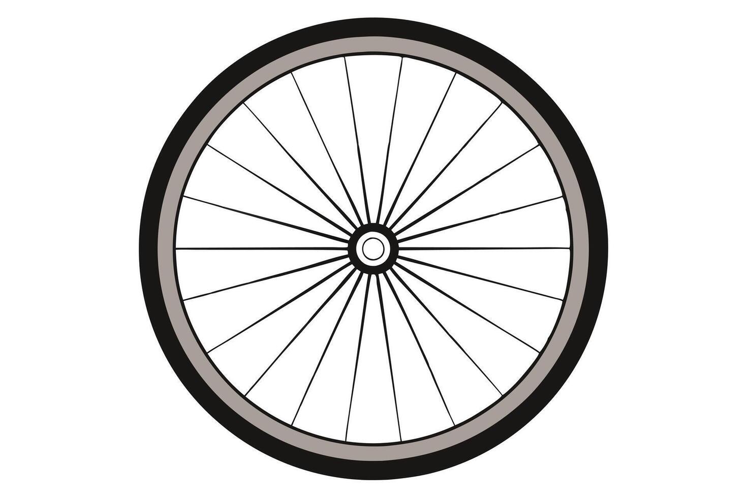 Serene Bicycle Wheel Spoke Design Minimalist Black and Gray Bike Wheel Illustration Against White Background vector