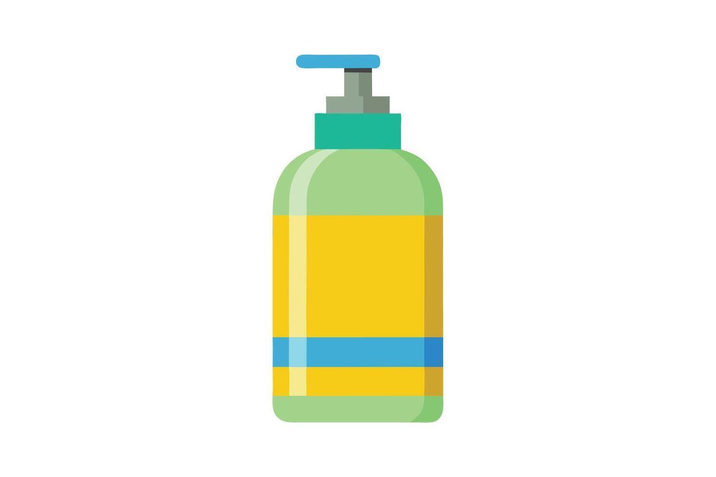 Bright Yellow and Green Pump Bottle of Liquid Soap, Clean and Fresh Bathroom Product, Cheerful and Hygienic Design vector