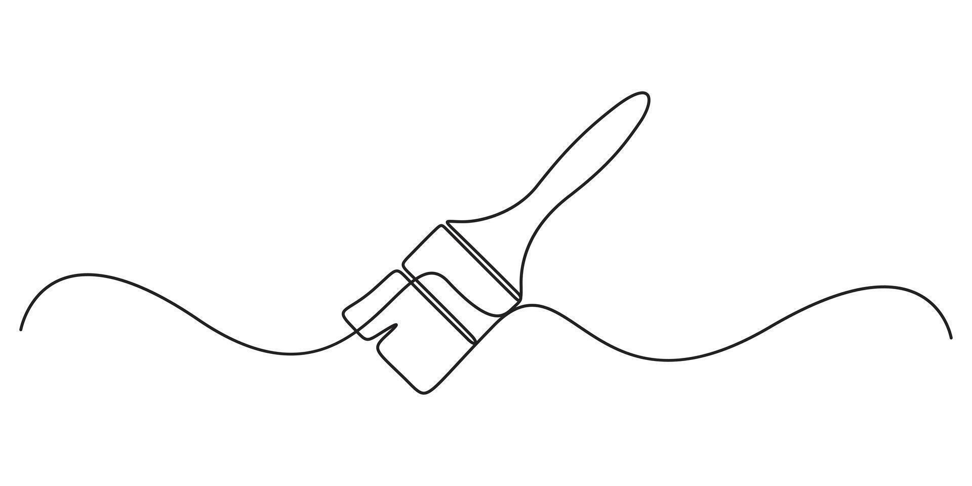 Continuous single line drawing of paint brush graphic illustration vector