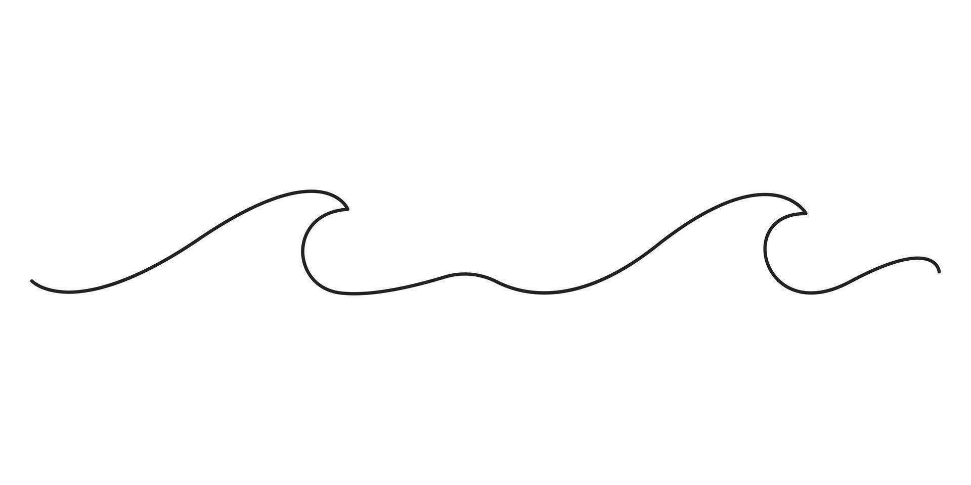 Continuous one line drawing of ocean wave graphic illustration vector