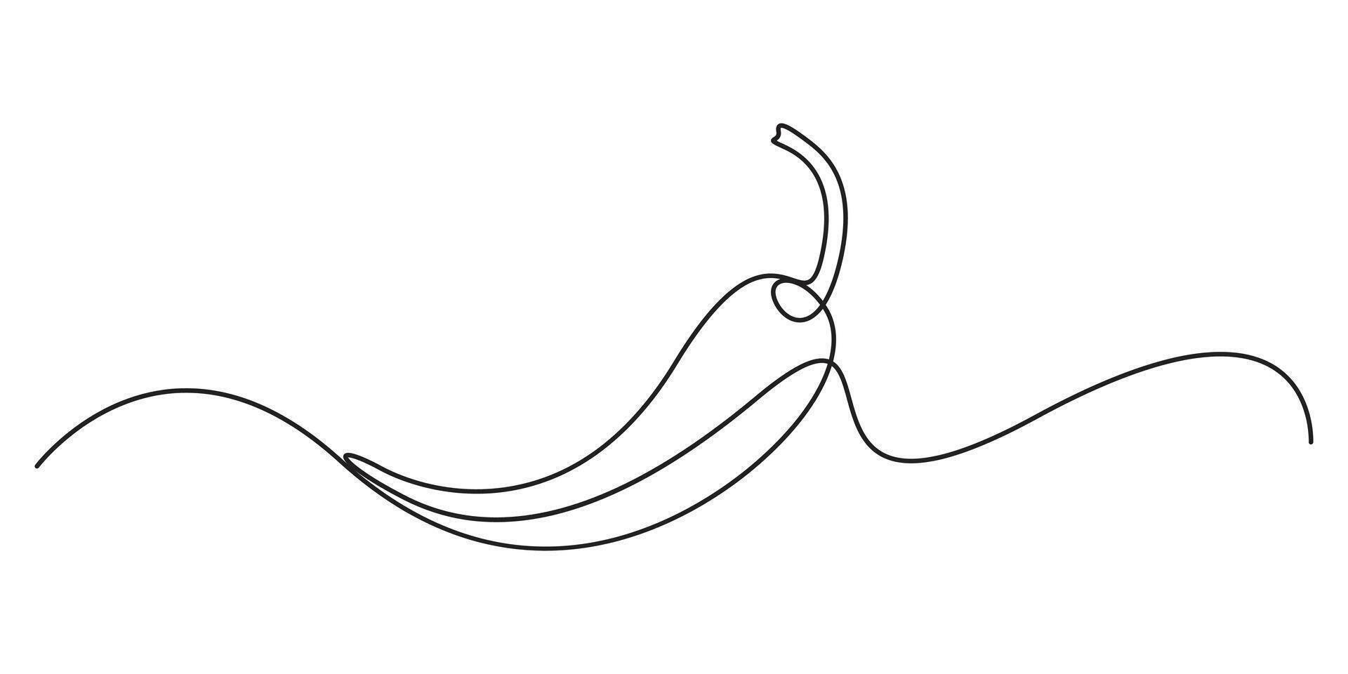 Continuous one line drawing of hot chili graphic illustration vector